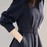 Dark blue striped dress