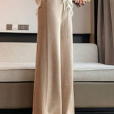 Drawstring Loose Knit Wide-Leg Trousers