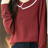 Asymmetric lapel knitted top