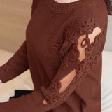 Versatile Lace Cutout Knit Sweater