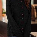 Simple solid-color knitted cardigan