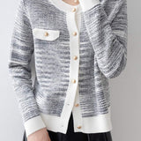 Color Block Chanel Style Knitted Cardigan