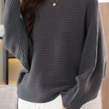 Elegant ribbed knitted sweater