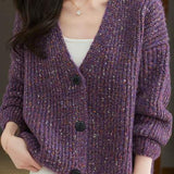 Polka Dot V-Neck Knitted Cardigan