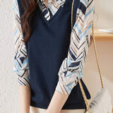 Layered Look Printed Contrast Vest Shirt