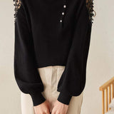 Elegant Mesh Panel Knit Sweater