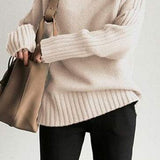 Solid Color Comfortable Loose Long Sleeve Knit Top