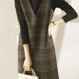 Plaid Midi Sleeveless Dress