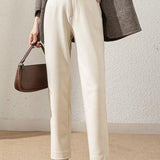 Casual Wool Straight Leg Pants