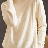 High Neck Button Decor Knit Top - 8 Colors Available