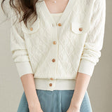 V-neck knitted cardigan