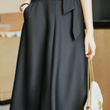 Volume Semi-Flare Skirt with Tie Belt