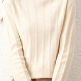 High-neck striped knitted sweater