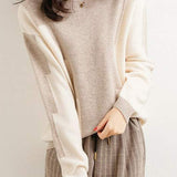 Fashion color-blocking knitted sweater