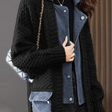 Spliced knitted cardigan coat