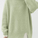 Slit fake two - piece pullover sweater