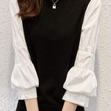 Minimalist Knit Patchwork Shirt