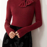 French Slim-Fit Bow Collar Sweater