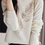 Stylish Rhinestone Knit Top