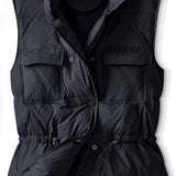 Drawstring cinched-waist down vest