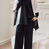 Color-blocking shawl solid-color top and long pants set