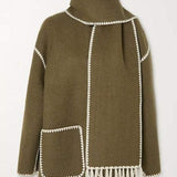 Elegant Woolen Coat with Bonus Scarf