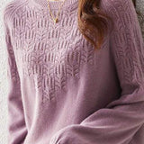 Solid Color hollow knit design Crochet Crew Neck Base Layer