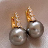 Light luxury copper micro inlaid zircon pearl earrings