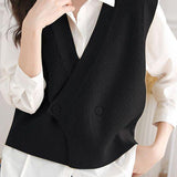 Designer Layered Sweater Vest Cardigan + Pure White Shirt