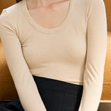 Solid-color round-neck knitted sweater