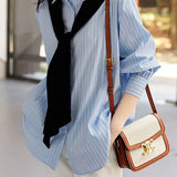 Shawl Sailor Collar Striped Shirt