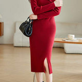 Double-Layer Collar Slim Knit Dress