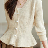 V-neck glittery knitted cardigan