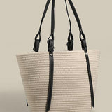 Large-capacity knitted wool tote bag for