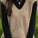 Hollow crocheted V-neck knitted vest