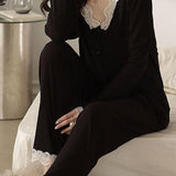 Modal Lace Panel Pajama Set