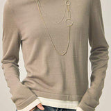 Fake two-piece round-neck knitted sweater