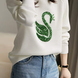 Round Neck Sequin Decor Sweatshirt - 4 Colors Available