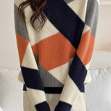 Casual Loose Color Block Mock Neck Sweater in 4 Colors