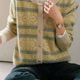 Christmas Crewneck Striped Jacquard Knit Sweater