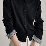 French Ruffle-Trim Cashmere-like Knit Cardigan