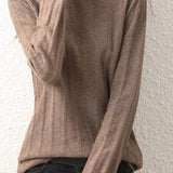 High-neck striped knitted sweater