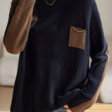 Casual Contrast Color Knit Sweater