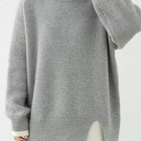 Slit fake two - piece pullover sweater