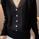 Elegant Lace Patchwork Knitwear in 2 Colors