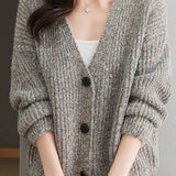 Polka Dot V-Neck Knitted Cardigan