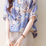 Skipper Collar Printed Short Sleeve Tunic