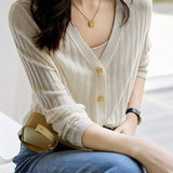 Elegant V-Neck Knit Cardigan