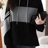 Striped color-blocked hooded sweatshirt