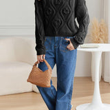 Loose Fit Casual Hollow-Out Knit Sweater